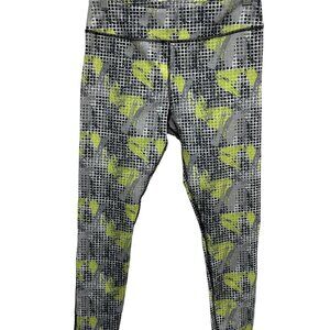 Kyodan Gray Lime Green Stretch High-Waisted Printed Leggings Size L Activewear